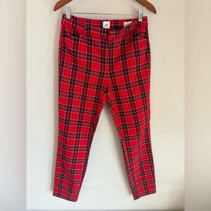 GAP Women's Red‎ Plaid Signature Skinny Ankle Pants Size 8